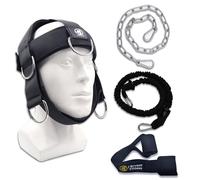 J Bryant Arnés de cuello ajustable para levantamiento de pesas con bandas de resistencia, anclaje de puerta y cadena para equipo de ejercicio multifuncional de entrenamiento de fuerza del cuello