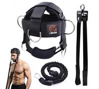 J Bryant Arnés de cuello con sistema de polea para entrenamiento de resistencia, entrenador de fuerza de cuello de 360° para gimnasio y entrenamiento en casa, arnés de cabeza ajustable con correa de