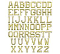 J.CARP 52Pcs Gold Alphabet A to Z Patches, Iron on Sew on Letters for Clothing, Hats, Shoes, Backpacks, Handbags, Jeans, Jackets etc.