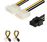 J&D 2 Paquetes 8 Pin PCIe a 2x 4 Pin LP4 Molex Adaptador de Cable de Alimentación - 15cm, Negro