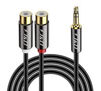 J&D 2 RCA Hembra a 3.5mm Macho Cable, Adaptador de Audio Estéreo Cable de Extensión, Para Smartphones, PC, Altavoz, TV, Home Cinema, 0.9 Meter