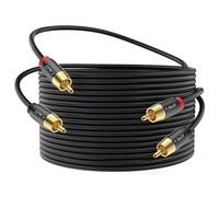 J&D 2 RCA M/M Audio Estéreo Cable, Cable de Audio RCA de 20 FT con Conector de Oro y Cubierta de Cobre 2RCA Macho a 2RCA Macho para Teatro en Casa, HDTV, Amplificadores, Altavoces, 9 Metro