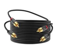 J&D 2 RCA M/M Audio Estéreo Cable, Cable de Audio RCA de 20 FT con Conector de Oro y Cubierta de Cobre 2RCA Macho a 2RCA Macho para Teatro en Casa, HDTV, Amplificadores, Altavoces, 6 Metro