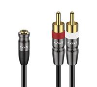 J&D 2 RCA Macho a Jack 3.5mm Hembra, 3,5 mm a Doble RCA Audio Cable, Carcasa de Cobre Chapada en Oro Resistente 3,5 mm Hembra a 2 RCA Macho Cable Adaptador de Audio Estéreo, 3 Meter