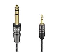 J&D 3,5 mm a 6,35 mm Cable de Audio Estéreo, TRS Macho de 3,5 mm 1/8 Pulgada a TRS Macho de 6,35 mm 1/4 Pulgada con Cable Trenzado de Nailon con Junta de Carcasa de Cobre, 0,9 Meter