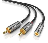 J&D 3.5mm Hembra a 2 RCA Macho Cable de Adaptador de Audio Estéreo, Chapado en Oro, Para Amplificador, Altavoces, Mezclador, TV, Tablet, PC, 1.8 Meter