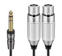 J&D 6.35mm (1/4) TRS a Doble Cable XLR, PVC Pelado 2x XLR Hembra a 1/4 TRS Macho Desequilibrado de Audio Estéreo Patch Cable Adaptador para Mic Guitarra Altavoz Mezclador AMP, 0,9 m