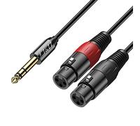 J&D 6.35mm (1/4") TRS macho a Doble Cable XLR hembra, 2 XLR a 6.35mm 1/4" TRS Interconexión Desequilibrado Adaptador de Audio Estéreo para Micrófono de Altavoz Mezclador de AMP, 0,9 Meter