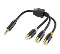 J&D Adaptador AV, Adaptador de Entrada de 3 RCA a 3,5 mm Compatible con Televisores Sony, Reproductores de DVD, Consolas de Juegos, Longitud de Cable de 20 cm, para Conexión Clara de Audio y Video