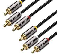 J&D Cable 3RCA, Cable de Audio y Vídeo Compuesto estéreo, Chapado en Oro 3 RCA Macho a 3 RCA Macho Cable de Audio Estéreo, 4.8 Meter