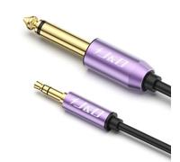 J&D Cable 6,35 mm TS a 3,5 mm TRS, Cable Adaptador de Conector Mono Estéreo Auxiliar Interconectado Morado Bañado en Oro 1/4 de Pulgada Macho a 1/8 de Pulgada Macho, 2 Metro