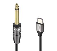 J&D Cable Adaptador de Audio Mono TS de USB-C a 6,35 mm 1/4 pulgadas, Compatible con iPhone 16/17 series, Galaxy S24/S25, Mezclador AMP, 1 m