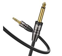 J&D Cable Adaptador Jack 1/4" TS a 3,5 mm TRS, Carcasa de Cobre 6,35 mm Mono Macho a 1/8 Pulgada Macho Interconexión Estéreo Cable Aux Jack Adaptador, para amplificador, guitarra, laptop, 3 Metros
