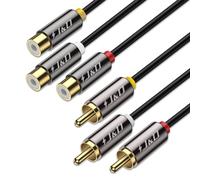 J&D Cable alargador 3 RCA, 3 RCA Macho a 3 RCA Hembra, Chapado en oro carcasa de cobre resistente, Cable RCA, para audio y vídeo DVD, TV, 1.8 Meter