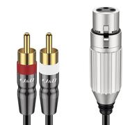 J&D Cable de 2 RCA Macho a XLR Hembra, Adaptador de Cable de Interconexión Estéreo de Parche con Divisor en Y de 2 RCA a XLR Desbalanceado con Carcasa de PVC para Altavoz, Mic Mezclador AMP, 2,7 m