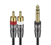 J&D Cable de 6,35 mm a 2RCA, Carcasa de Cobre Cable Divisor de Audio Estéreo Macho TRS de 6,35 mm 1/4 Pulgada a 2 RCA Macho, 4,5 Meter