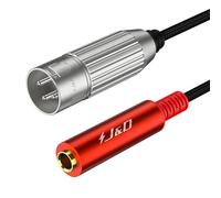 J&D Cable de Audio Estéreo 1/4" Hembra a XLR Macho, Cable Balanceado TS/TRS a XLR 3 Pines, Trenzado en Nylon, 0,3 m, Rojo