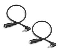 J&D Cable de Audio Estéreo 2.5 mm Macho a 3.5 mm Hembra, Ángulo de 90 Grados, Cordón Chapado en Oro, Compatible con Radios, Auriculares, Grabadoras, Cámaras, 0.2 Metro