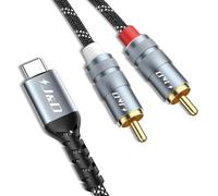 J&D Cable de Audio USB C a RCA, Tipo-C Macho a 2RCA Macho Y Divisor para Altavoz Estéreo Auxiliar de Coche, Cable de Amplificador, Compatible con Pixel 10/9/8, iPhone 16/17 Series, Galaxy S25/24, 2 m