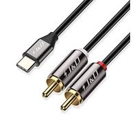 J&D Cable de Audio USB C a RCA, USB Tipo-C Macho a 2 RCA Macho Convertidor de Audio Estéreo Divisor en Y para Tableta, Portátil, Google Pixel 9/8, MacBook Pro, Serie iPhone 15/16, 1 m