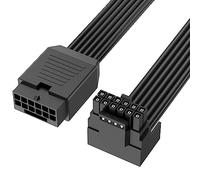 J&D Cable de Extensión PCI-E 5.0, Cable de Extensión PCI-E de 30 cm en ángulo Recto de 16 Patillas (12+4) Macho a Hembra 16AWG 12VHPWR para RTX 4090 4080 3090 Ti, Negro, Tipo B