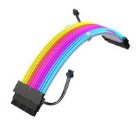 J&D Cable de Fuente de Alimentación RGB de 24 Pines, Cable de Trenzado Blanco de Aluminio Extensión RGB Durable, Diseño de Fibra Óptica con 24 Leds, Cordón de para Cabezal ARGB 5V 3 Pines