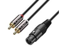 J&D Cable Divisor de Doble RCA Macho a XLR Hembra, Desequilibrado 2 RCA a 1 XLR Divisor de Cable Duplicador Adaptador de Cable en Y para Altavoz Condensador Mic Mixer AMP, 0,9 Meter