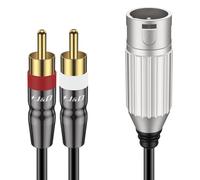 J&D Cable Divisor RCA a XLR, Desequilibrado XLR Macho a Doble RCA Macho Estéreo de Interconexión de Audio para Altavoz, Micrófono, Mezclador, AMP, 2,7 m