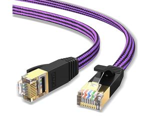 J&D Cable Ethernet Cat 7, Cable Diseño Plano Trenzado de Nylon de Alta Velocidad, Cable de Red 10Gbps 600MHz Compatible con PC Gaming, PS5, Xbox, Módem, Router, Cable Ethernet de Baja Latencia, 1.8 M