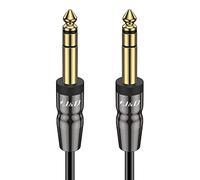 J&D Cable Jack 6.35 mm, Carcasa de Cobre Chapado en Oro 1/4 Pulgada TRS Instrumento Cordón Estéreo, Cable Guitarra 6.3 TRS para Guitarra Eléctrica, Amplificador, Bajo, Mixer, Teclado, 1.8 Meter