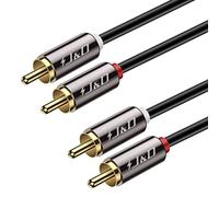 J&D Cable RCA de 2,1 m, Chapado en Oro Cable de Audio estéreo 2 x 2 Cinch, RCA Estéreo Macho a Macho, Compatible con Amplificador, Altavoz, Reproductor de CD/DVD, HDTV