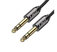 J&D Cable TRS 1/4", Chapado en Oro, Carcasa de Cobre Reforzada, 6,35mm Macho a Macho, Adaptador de Audio Estéreo Balanceado, Cable de Guitarra para Monitores de Estudio, Bajo, Teclado (2,7 M)