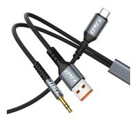 J&D Cable USB C a 3.5 mm para Coche, Cable de Conector De Auriculares 3.5 mm 2 en 1 para Coche con Cable de Carga, Compatible con Una Amplia Gama de Teléfonos Móviles, Gris, 1.2 m