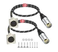 J&D Cable XLR Tipo D, Cable de Audio XLR Macho a Hembra Trenzado de Nailon, Conector Pasante sin Soldadura para Caja de Escenario, Panel, Montaje, Caja de Piso, Audio Pro, 2 Piezas, 0,6 m