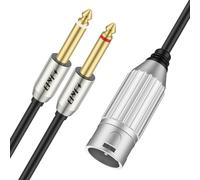 J&D Cables de micrófono dual de 1/4 pulgadas a XLR, XLR macho a doble TS mono de 6,35 mm, conectores chapados en oro, cables convertidores de audio de micrófono estéreo y cable divisor de 1/4 Y, 3.3