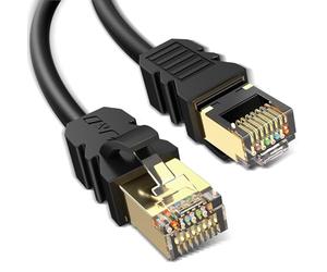 J&D Cat 8 Cable Ethernet, Alta Velocidad 40 Gbps 2000 Mhz 26AWG con Conector RJ45 DORADO, S/FTP Cable de Red Compatible con PC Gaming PS5 Xbox Módem Router, 1.8 m