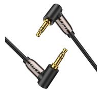 J&D Chapado en Oro 3.5mm Stereo Audio Aux Cable Ángulo Recto de 90 Grados Compatible para iPhone y la Mayoría de Los Dispositivos Telefónicos, Altavoces & Otros Dispositivos, 4.9 Meter