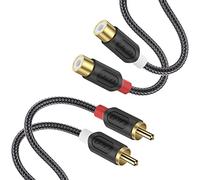 J&D Cinch Extensión RCA Extensión Cable, RCA Cable Chapado en Oro [AudioWave Series] 2 RCA Macho a 2RCA Hembra Cable de Audio Estéreo con Cáscara de PVC y Trenzado de Nailon - 0.9 Meter