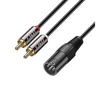 J&D Doble RCA Macho a XLR Macho, Cable Divisor en Y, Desequilibrado Adaptador para Altavoz, Micrófono Condensador, Mixer, AMP, 2,7 Metros