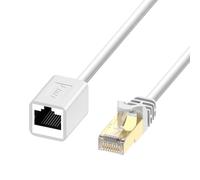 J&D Extensión CAT6 para Ethernet LAN (6 Metro), Cable de Extensión RJ45 Ethernet Adaptador Macho a Hembra, Cable de Red con Conector RJ45, Compatible con Estándares Cat6/5e/5, Blanco, 1-Pack