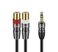 J&D Jack a RCA Stereo Audio Estéreo Cable, Cinch to Jack Adapter, Macho de 3,5 mm para Rabajo Pesado a 2 RCA Hembra Concha de Cobre Chapado en Oro Cable Adaptador de Audio Estéreo (4.5 Meter, Negro)