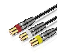 J&D RCA Cable Audio Estéreo, 3RCA a 3RCA Cable RCA, Carcasa de Cobre Resistente 3 RCA Macho a 3 RCA Hembra Cable de Audio y Vídeo Estéreo, 0,9 Meter