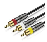 J&D RCA Cable de Audio Video Estéreo, 3 RCA Macho a Macho Cable de Audio Estéreo, Junta de Conexión Chapado en Oro Carcasa de Cobre Resistente, 1,8 Meter