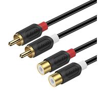 J&D RCA Extensión Cable, RCA Cable Chapado en Oro Audiowave Series 2 RCA Macho a 2RCA Hembra Cable de Audio Extensión Estéreo para entretenimiento en casa y sistema HiFi, 4,5 Meter