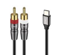 J&D USB C a 2 RCA Cable, USB Type-C a 2RCA Macho Audio Estéreo Y Splitter Cable Cord Compatible con iPhone 16/17 Series, Google Pixel 10/9/8, MacBook Pro, Tablets, Laptop, 1 m