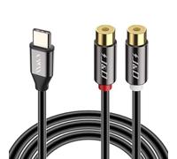 J&D USB C a 2 RCA Hembra Cable de Audio, Cordón de Extensión RCA Chapado en Oro Y Divisor, Compatible con iPhone 16/17 Series, Galaxy S23/S24/S25, Sistemas de Cine en Casa, 0,2 m