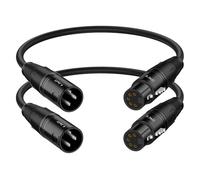 J&D XLR Macho 3 Pin a XLR Hembra 5 Pin Cable, Paquete de 2 DMX 512 Reflotación DMX Cable de Escenario XLR 3 Pin Macho a 5 Pin Hembra, 30 cm