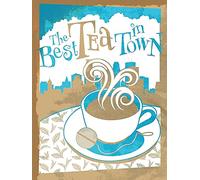 J.DXHY Cartel de metal retro con texto en inglés "The Best Tea in Town", para decoración de pared, vintage, cocina, cafetería, bar, hogar, decoración de pared, póster retro de 8 x 12 pulgadas