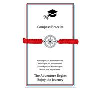 J.Endéar Brújula Pulsera Regalo de Graduación para Mujeres Niñas Hecho a Mano Filigrana de Plata 925 Unisex Joyería Clase de 2024 Felicidades Graduación Inspirar Regalo, Rojo