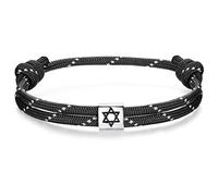J.Endéar Pulsera Estrella de David Plata 925 | Pulsera Surfer Nautical Paracord Hecha A Mano | Joyería Judía para Hombre Mujer Niño Regalos Protección Amuleto, Negro